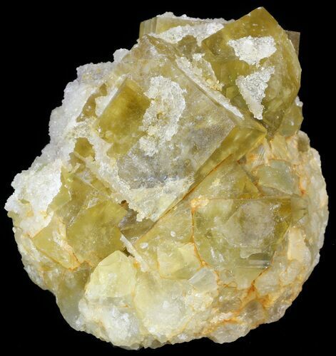 Quartz Encrusted Yellow Cubic Fluorite Cluster - Morocco #44854